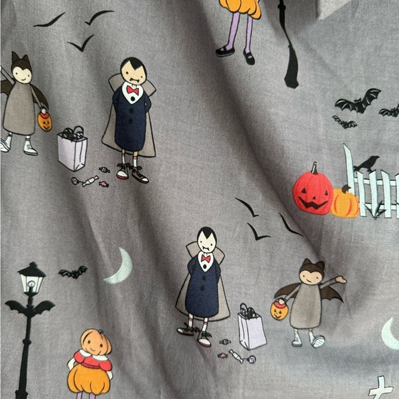 Retrolicious Gray 2 piece Halloween Dress with Vintage Trick-or-Treat Print. NWT - Picture 3 of 14